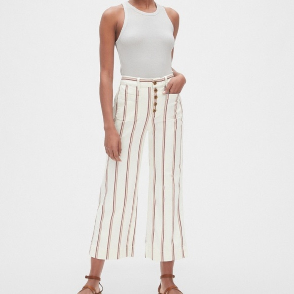 high-rise stripe wide-leg pants